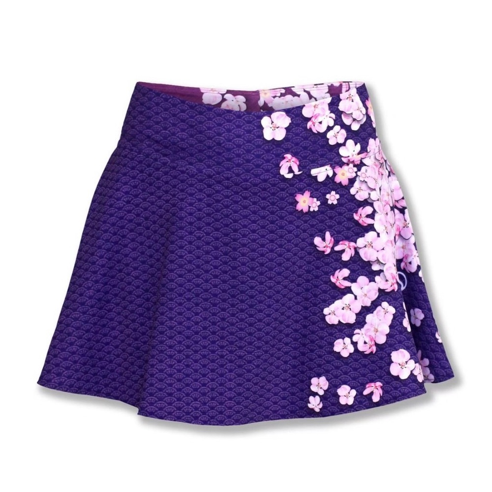 INKnBURN Women's Size 0 Sakura Cherry Blossoms Flare Skirt Skort Purple Japanese